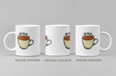 Kahve Temalı Kupa Bardak