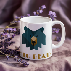 Big Bear Tasarımlı Sublimasyon Porselen Kupa - 300 ml -  Baskılı  Kupa Bardak