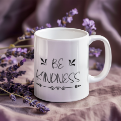Be Kind'' Yazılı Porselen Kupa Bardak - Nazik Ol Temalı Hediye 300 ml