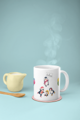 Kışın Neşesi Elinizde! Sevimli Penguen Desenli Porselen Baskılı Kupa Bardak (300 ml)