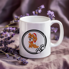 Patili Dostlara Özel Neşeli Köpek Temalı Porselen Baskılı Kupa Bardak - 300 ml