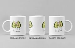 Siz Benim Diğer Yarımsınız'' Avokado Temalı Aşk Porselen Baskılı Kupa Bardak - 300 ml
