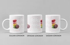Lezzetli Anılarla Dolu: Makaron Desenli Porselen Baskılı Kupa Bardak - 300 ml