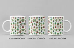 Yeşilin Enerjisiyle: Kaktüs Desenli Porselen Baskılı Kupa Bardak - 300 ml