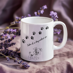 Dostluğun En Sevimli Hali! ''Sakin Ol ve Hayvanları Sev'' İfadeli, Tatlı Köpek Çizimli 300 ml Parlak Baskılı Kupa Bardak - Hayvansever Yakınlarınız İçin Anlamlı Bir Jest