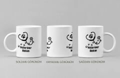 Hayvan Sağlığına Adanmış Hayatlar İçin: Stetoskop ve Pati Sembollü 300 ml Dayanıklı Porselen Baskılı Kupa Bardak - Veteriner Hekimlere Özel Tasarım