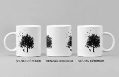 Doğanın İçinde Bir Mola! Ağaç Altında Salıncak Keyfi ve Kuş Figürlü 300 ml Parlak Porselen Baskılı  Kupa Bardak - Sakinleştirici Tasarım