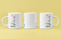Yüzünü Her Zaman Güneşe Dön'' Temalı Porselen Kupa Bardak - Motivasyonel, İlham Veren, 300 ml