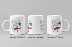 Sevimli Kardan Adam ve Kar Tanesi Baskılı Porselen Baskılı  Kupa Bardak - ''Havalı Kış'' Yazılı, 300 ml, Eğlenceli Kış Hediyesi