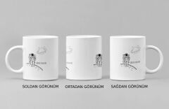 Astronot ve Gezegen Temalı Porselen Baskılı Kupa Bardak - ''Maybe Another Day'' Yazılı, 300 ml, Uzay Hediye