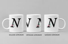 N Harfi ve Lavanta Zarafeti Bir Arada: Porselen Kupa Bardak (300 ml)