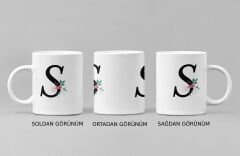 S Harfi ve Renkli Çiçeklerin Buluşması: Porselen Kupa Bardak (300 ml)