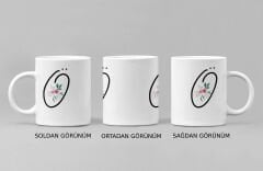Ö Harfi ve Renkli Çiçeklerin Buluşması: Porselen Kupa Bardak (300 ml)