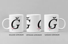 Ğ Harfi ve Renkli Çiçeklerin Buluşması: Porselen Kupa Bardak (300 ml)