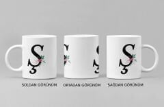 Ş Harfi ve Renkli Çiçeklerin Buluşması: Porselen Kupa Bardak (300 ml)