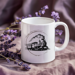 Nostaljiyi Bir Yudumda Yaşayın: Tren Temalı Porselen Kupa Bardak (300 ml)