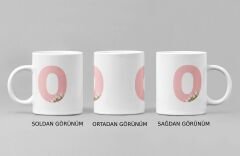 Kişiye Özel O Harfli Pembe Çiçekli Kupa Bardak - Baş Harfe Özel Porselen Mug (300 ml)