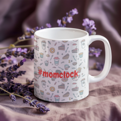 #momclock Temalı Eğlenceli Kupa Bardak - Anneler İçin Özel Porselen Mug (300 ml)